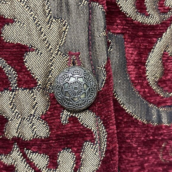 DB Sport Tapestry Velvet Jacket Womens M Ruby Gold Blazer Embroidery Vintage - Picture 8 of 8